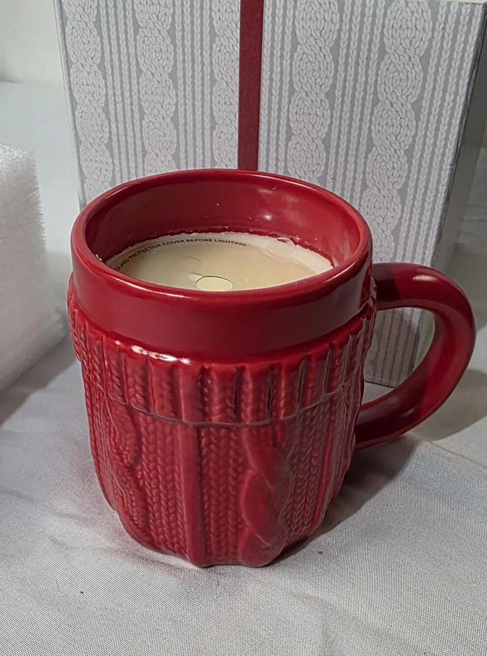 Lightscapes Universal Mulled Wine Sweater Mug Red Candle New In Box Holiday
